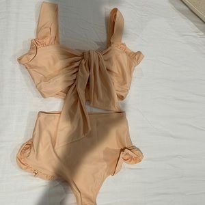 Paper two piece swimsuit in peach by paper London